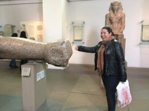 Fist Bumping a random arm from an Ancient Egyptian statue at the British Museum